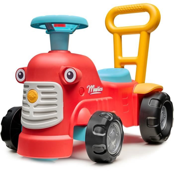 Porteur tracteur Maurice - FALK - Volant directionnel Assise ouvrante - Fabriqué en France - 90% de plastique recyclé - Dès 12 mois