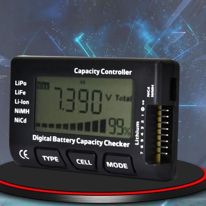 RC CellMeter 8 – Contrôleur numérique de batteries, Bluetooth – Testeur de tension gratuit pour batteries LiPo, Li-ion et NiMH, port de balance 8S avec fonction de testeur de