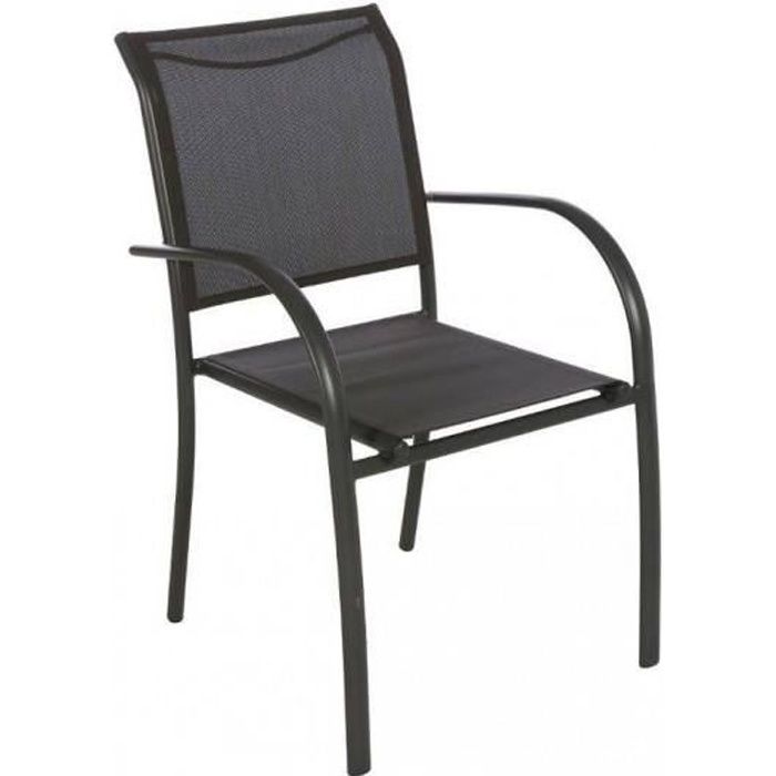 Chaise de jardin en textilène - HESPERIDE - Piazza - Facile à nettoyer - Gris anthracite/Graphite