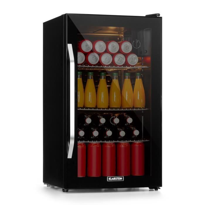 R&eacute;frig&eacute;rateur &agrave; boissons compact Klarstein Beersafe XXL Onyx - 80L, 42dB, porte en verre