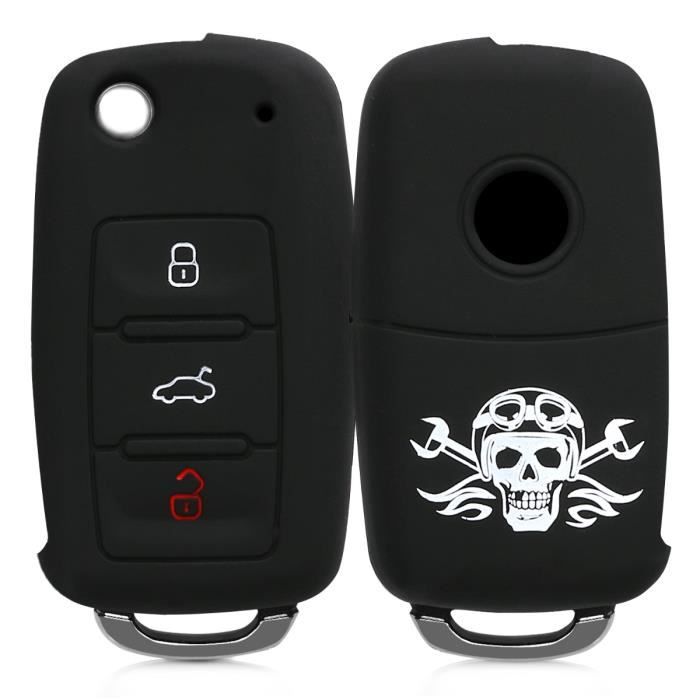 Coque Silicone Pour Clé Voiture VW Skoda Seat - Design Boussole, Protection Anti-choc, Boutons Accessibles
