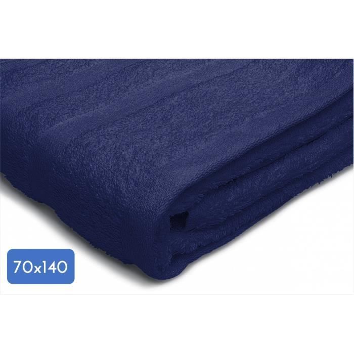 Drap de douche uni 70x140cm 100% coton - 500g/m² - Bleu