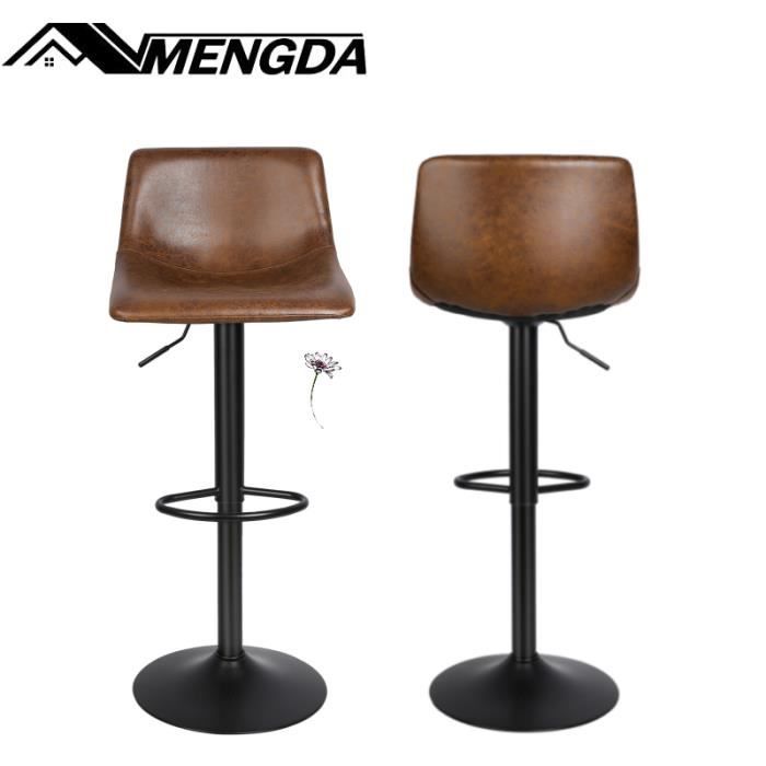 MENGDA 2 tabourets de Bar Vintage réglable pivotant chaise de bar en tissu bronzant Hauteur Réglable Vintage Marron Tabouret Bar