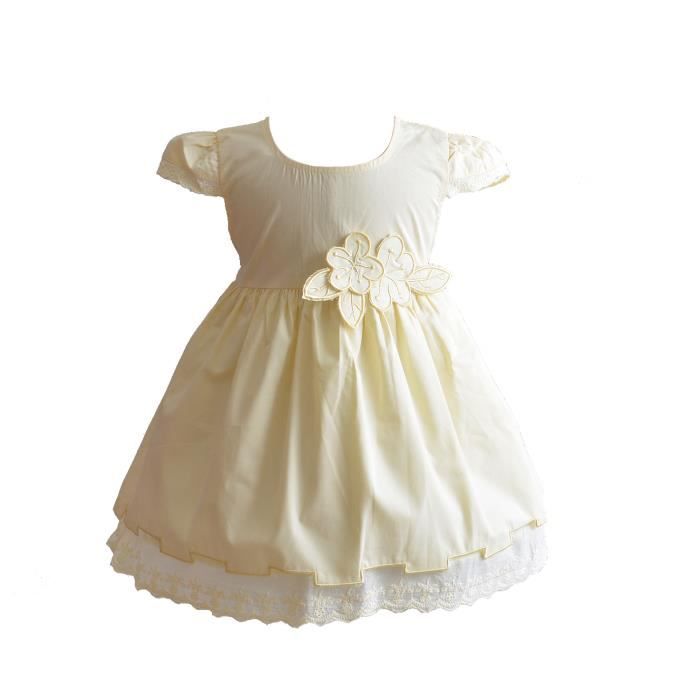 Cinda Robe De Coton D Ete De Bebe Filles 6 9 Mois Jaune Jaune Cdiscount Pret A Porter