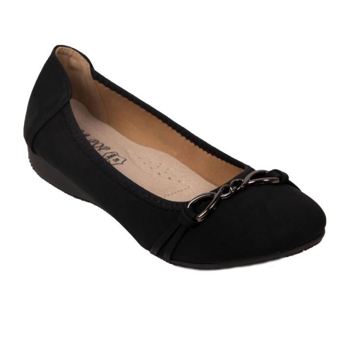 Ballerines Femme Noir Ou Marron Beige Souples Boucle Argentee Chaine Semelle Interieure Cuir 36 Noir Cdiscount Chaussures