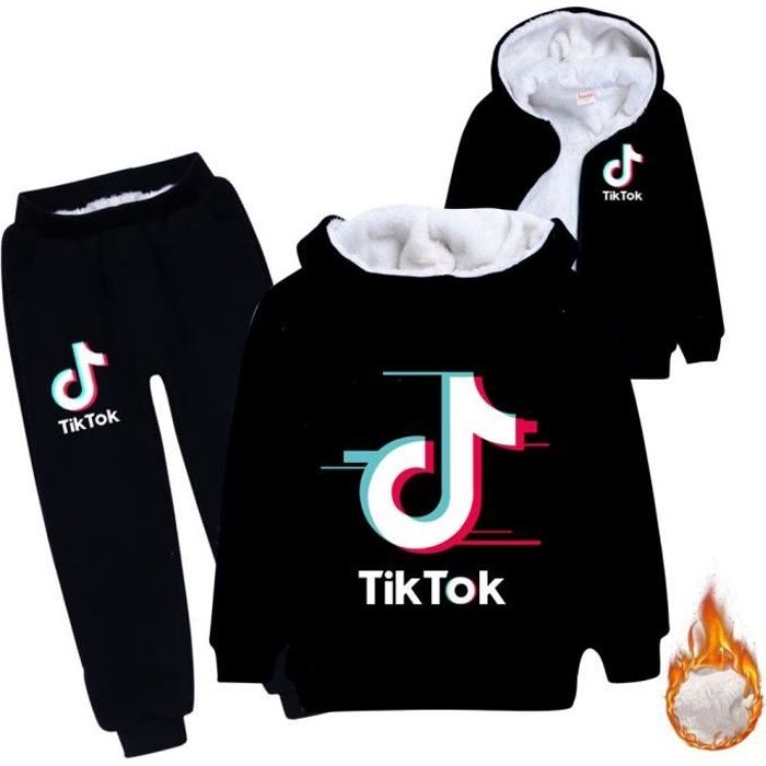 TIK-Tok Ensemble 2 pièces pour Enfant avec Sweat-Shirt et Pantalon Hoodies et Jogger pour Garçons Filles