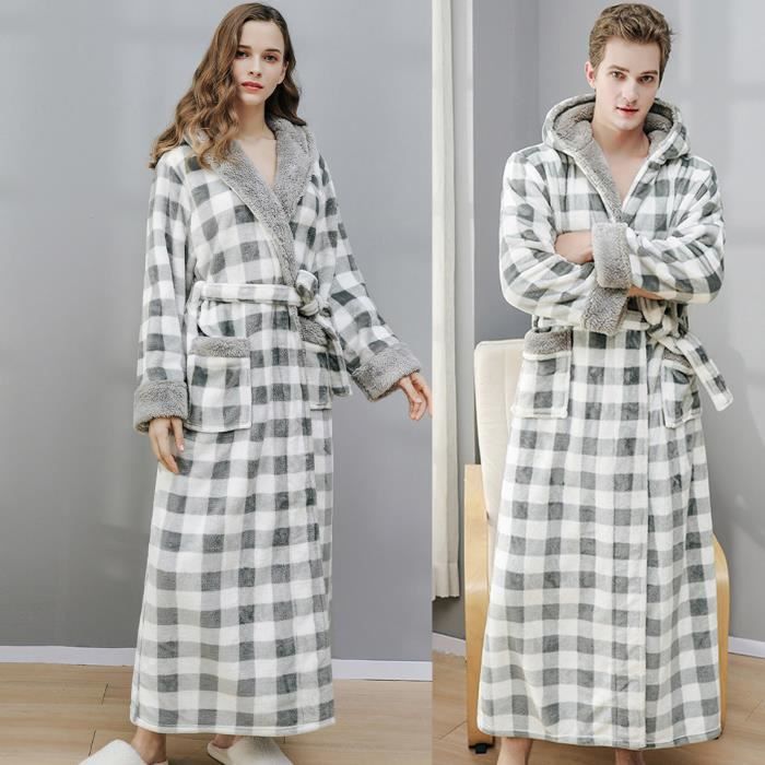 Peignoir plaid à capuche pour homme • Maison du Peignoir