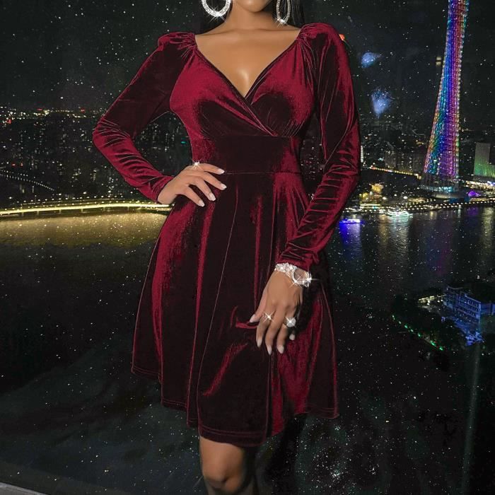 Robe velours rouge femme top