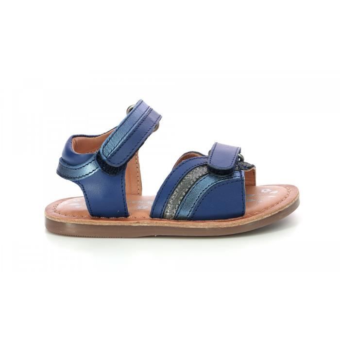 Sandales Kickers Divizza en cuir bleu pour fille Scratch Confortables et adaptees a la morphologie du pied Bleu clair Cdiscount Chaussures