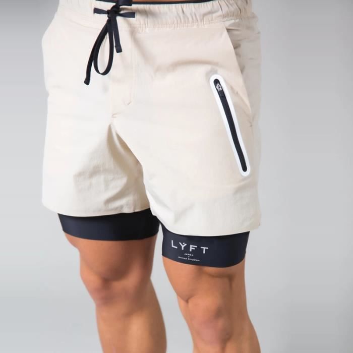 Short De Course 2 En 1 Pour Homme - Séchage Rapide Avec Cuissard Compression Intégré