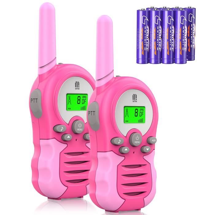 Talkie-walkie pour enfants, 2pcs Talkie-walkie rechargeable pour enfants, 5  miles longue portée pour garçons, filles, tout-petits, 3-12 ans (rose +  rose)