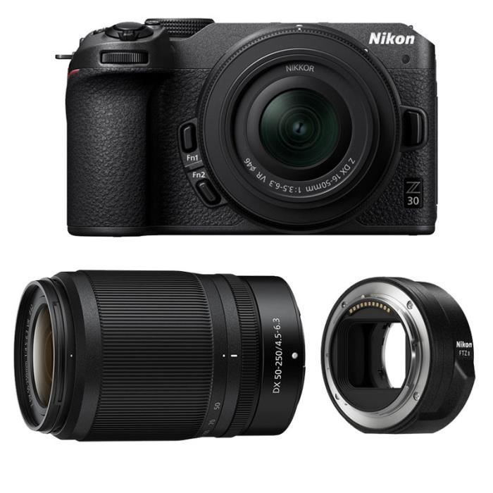 NIKON Hybride Z30 - CMOS 20.9 Mpixels - Noir - Objectif Z 16-50 + Objectif Z 50-250 - 4K - Garanti 3 ans