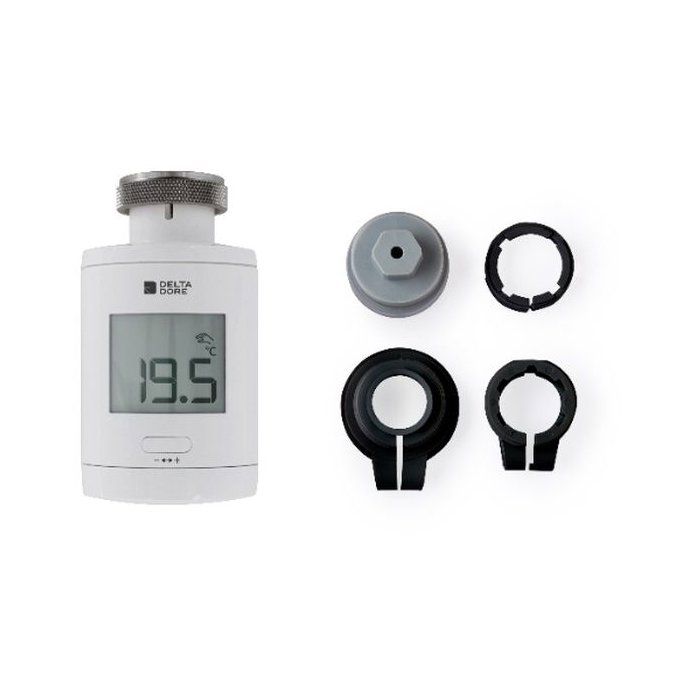 Tête Thermostatique TRV 1.0 et adaptateurs Delta Dore TRV 1.0 Adapt Chauffage connecté Programmation Contrôle vocal