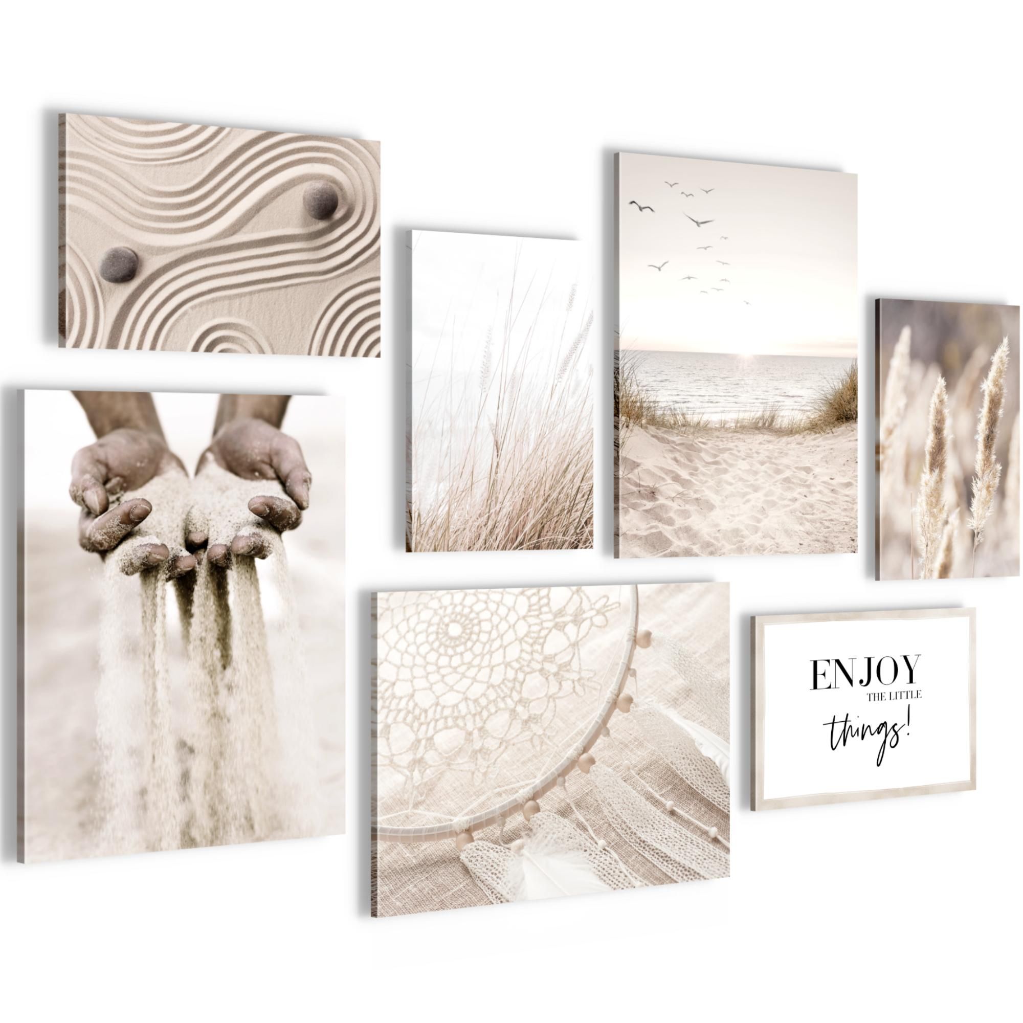 Quadro Moderno Novart Quadros Boho - Erba Della Pampa Beige, Stampa Su Tela Non Tessuta, 110g/m², Senza Cornice, Made In Germany