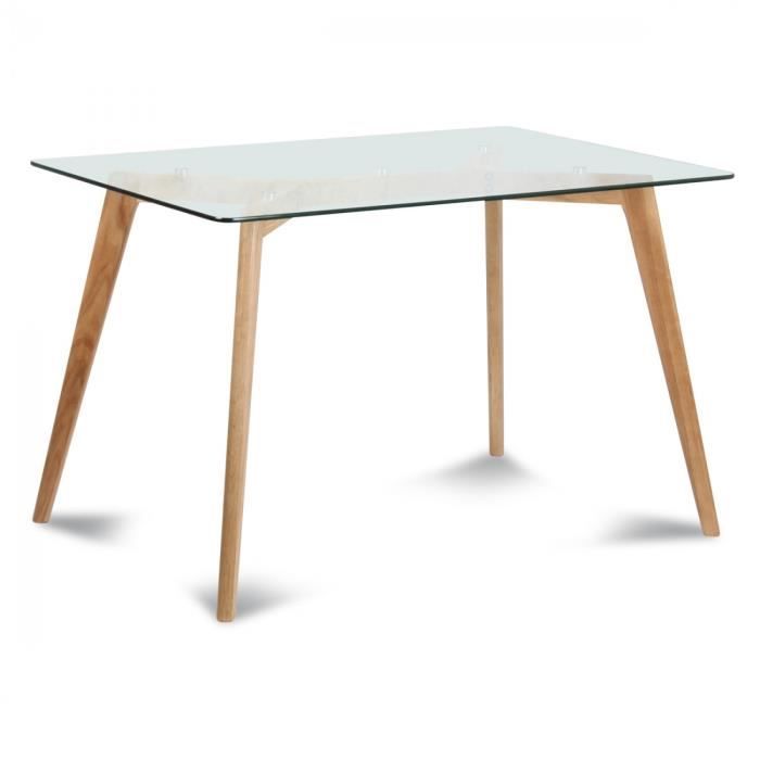 Table De Repas Verre Et Bois Scandinave Fiord 180x90xh 75cm