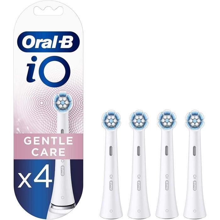 Oral-B iO Gentle Care Brossettes de rechange pour Brosse a Dents Electrique Format Special Boite Aux Lettres, Pack de 4