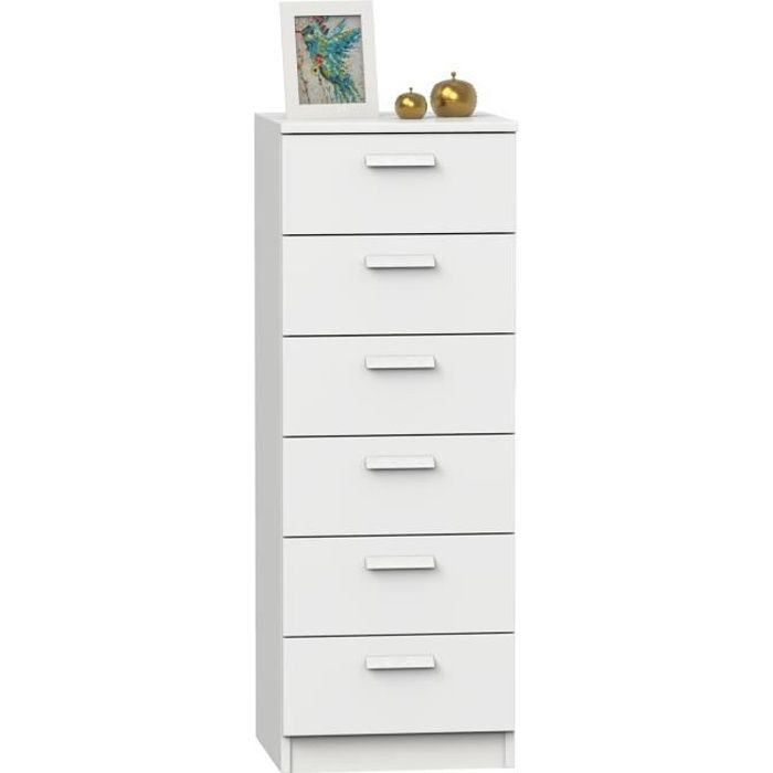 Chiffonnier Meuble de rangement coloris Blanc - Hauteur 110 x Longueur 40 x Profondeur 40 cm Chiffonnier Meuble de rangement coloris Blanc - Hauteur 110 x Longueur 40 x Profondeur 40 cm