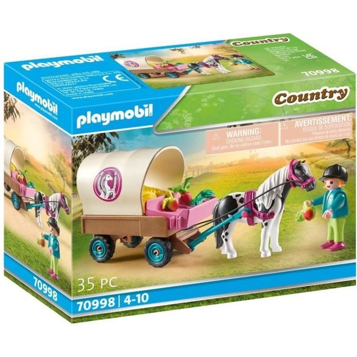 Jeu enfant ancien carriole cheval en bois - Jeux & Jouets