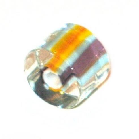 10 Perles Cylindre court verre pop bleu//jaune blanc 6x10