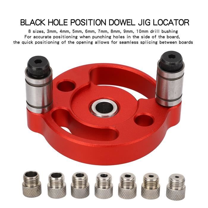 Gabarit à Tourillon Réglable 8 Trous (8-20mm) Pour Menuiserie - Alliage Aluminium Noir Et Rouge