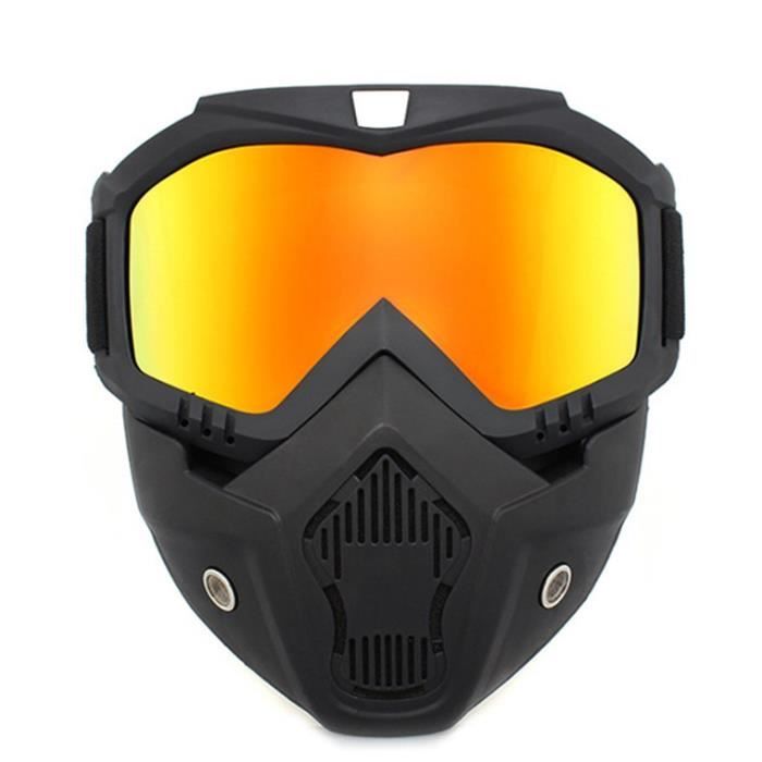 Lunettes de masque complet - Lunettes coupe-vent PC - Moto, Cyclisme - Accessoire d'équitation - Lentilles jaune