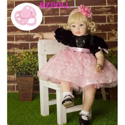 ZIYIUI Reborn Poupee 24 Pouces Silicone Souple Réaliste bébé Fille de Reborn Pas Cher Poupée Reborn Poupée Reborn Fille Jouets pour Enfants Cadeau d'anniversaire