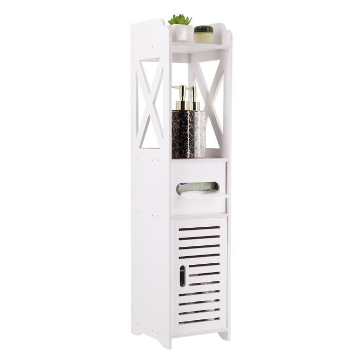 Armoire de salle de bain - RUTAQIAN - quatre couches - blanc - 18x20x80 cm