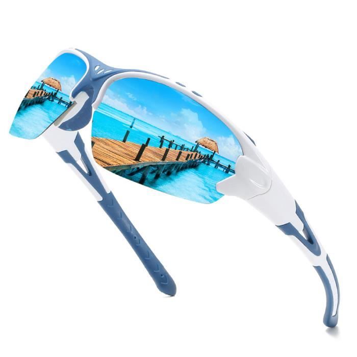 SHARPHY Lunettes de soleil homme cyclisme bicyclette conduire sports de plein air coupe-vent polarisée bleu