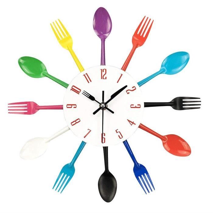 Cuisine Horloge Murale Couverts 3d Moderne Cuisine Fourchette