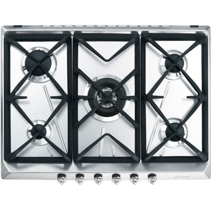 Smeg SRV576GH5 Table de cuisson au gaz 5 plaques de cuisson Niche largeur : 55.5 cm profondeur : 47.8 cm acier inoxydable - vue 2