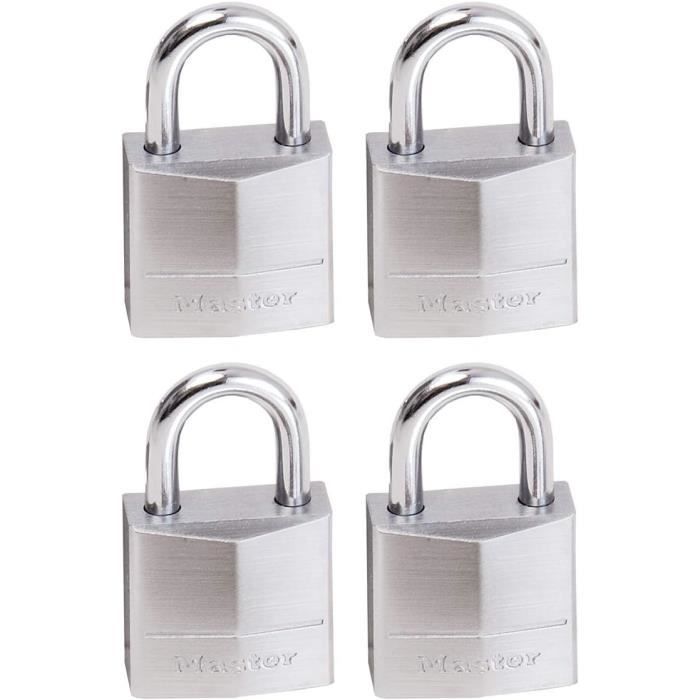 Master Lock 629EURQ - Pack De 4 Cadenas Marins Résistants Aux Intempéries Avec Clés Identiques, Idéal Pour Bateau Et Extérieur, Gris