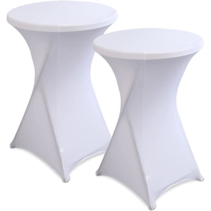 Housse De Table Ronde Extensible 95Street - Lot De 2 Pièces Noir, Pour Tables Hautes 80-85 Cm, Nappe Élastique Lavable Et Anti-Taches Pour Mariage, Fête, Bar Et Bistrot