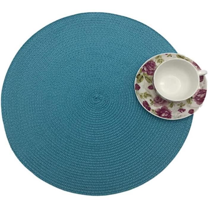 Lot De 8 Sets De Table Ronds Tressés 38,1 Cm - Vert Sauge, Résistants à La Chaleur, Pour Intérieur Et Extérieur - 14