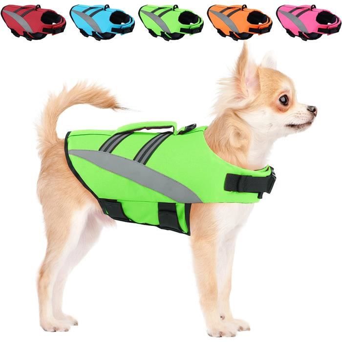 Aladlj003 Gilet De Sauvetage Pour Chien Ou Petit Chien Taille Xs Reglable Avec Poignee De Sauvetage Vert Xs H638 Cdiscount