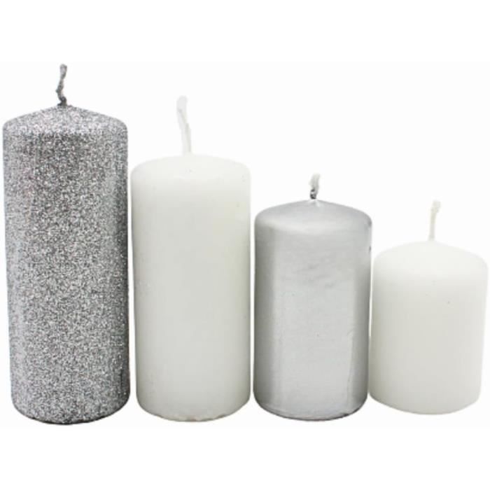 Lot De 3 Bougies Piliers Ivoire - Cire Haute Qualité - Brûlent Longtemps - Pour Mariage, Décoration