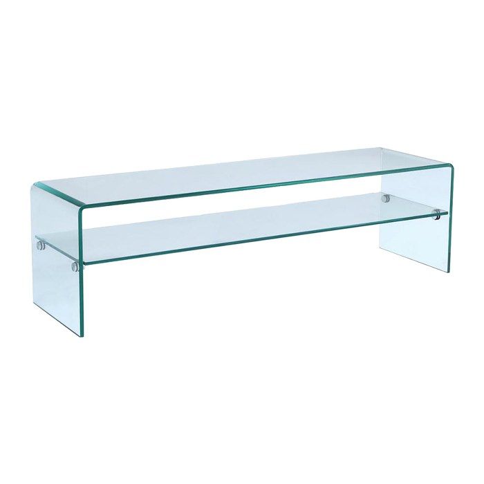 Meuble TV STILEOS - 1 niche - Verre trempé Meuble TV STILEOS - 1 niche - Verre trempé