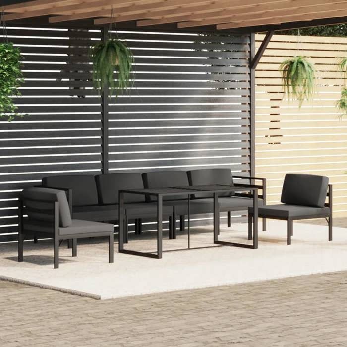 vidaXL Salon de jardin avec coussins 7 pcs résine tressée 3266379 - vue 7