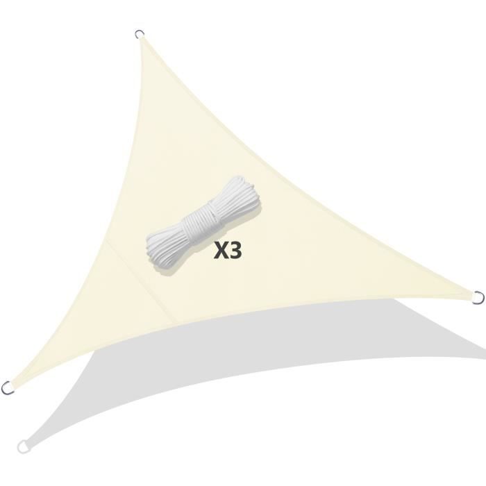 Triangulaire Voile pare-soleil XL 5x5x5m avec oeillets et nylon nouer Beige Protection Solaire 
