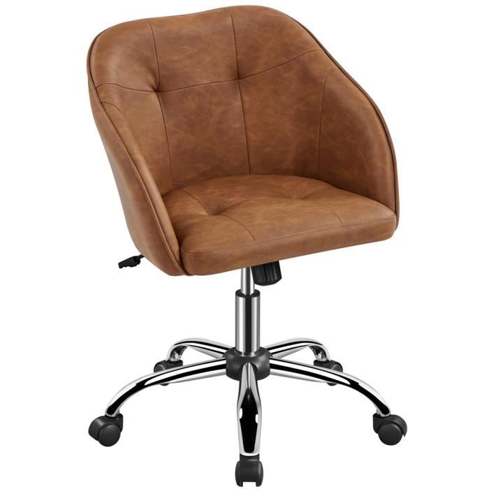 Chaise de Bureau Yaheetech - Fauteuil Ergonomique en Velours - Dossier Inclinable - Hauteur dAssise Réglable