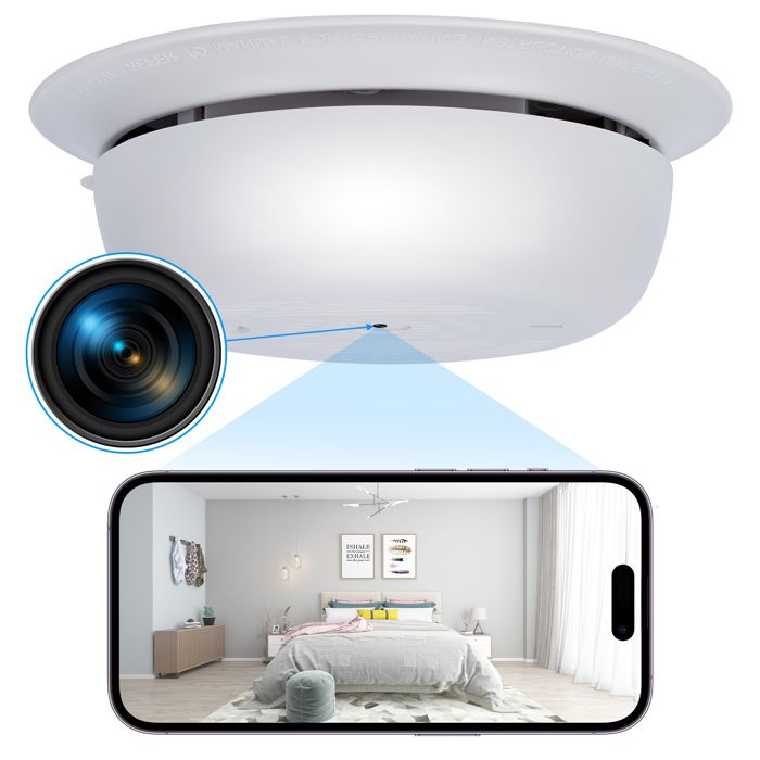 Caméra Espion 4K WiFi Cachée Dans Un Détecteur De Fumée – Surveillance Discrète En Ultra HD