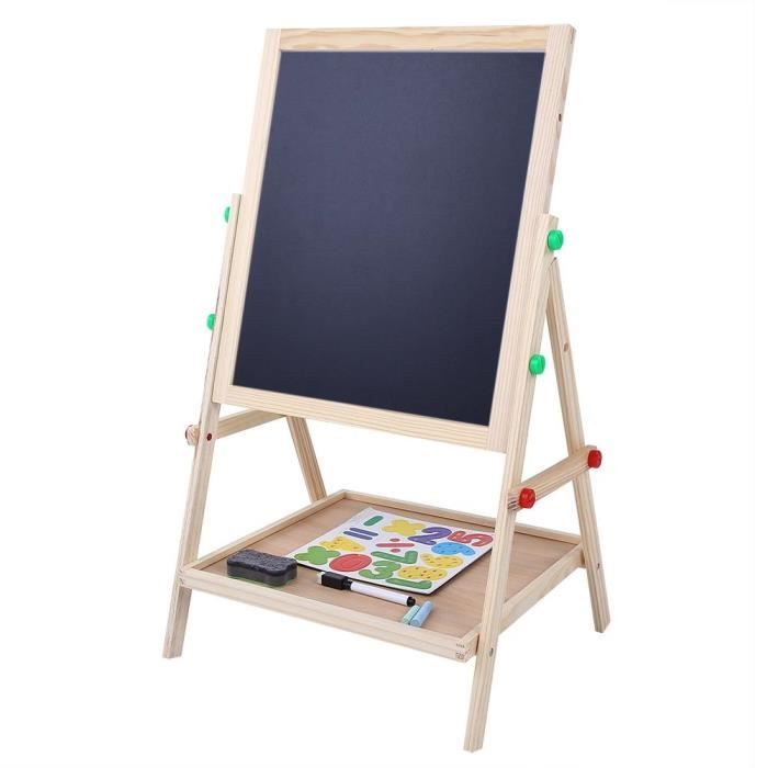 Innedu Chevalet Double Face Enfant – Tableau Noir Et Blanc Magnétique, Hauteur Réglable, En Bois, Pour 2 à 8 Ans