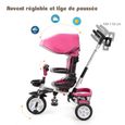 DREAMADE Tricycle Enfants Evolutif 4 en 1 Pliable, Vélo Bébé avec 3 Roues,Auvent,Tige Réglables,Siège Réversible,Pédales, Rouge-1