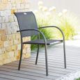 Chaise de jardin en textilène - HESPERIDE - Piazza - Facile à nettoyer - Gris anthracite/Graphite-1