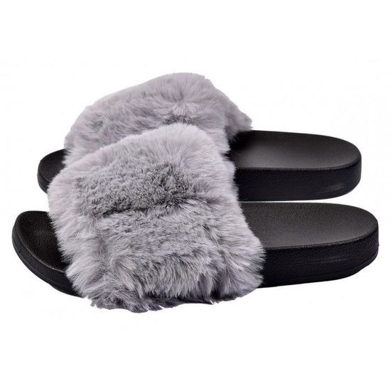 Claquettes pour enfant avec Fourrure Qualite Superieure Gris Fille Cdiscount Sport