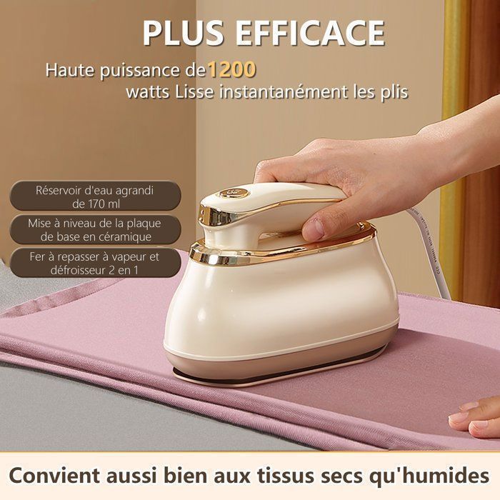 Défroisseur Vapeur Portable Main – 2-en-1 Vertical & Horizontal – Idéal Voyage, Maison, Bureau – Noir