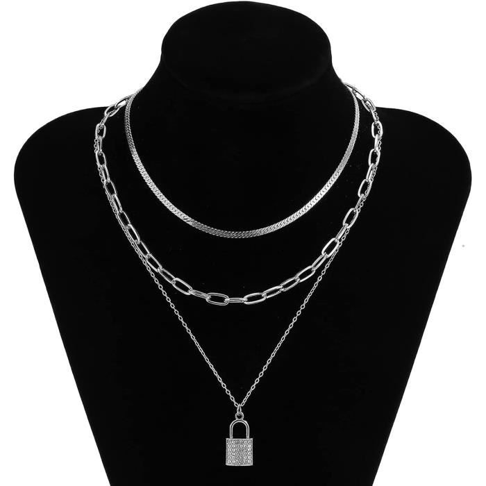 Collier Femme Chaine Argent Vetement Mode Alliage Cha ne En Os De