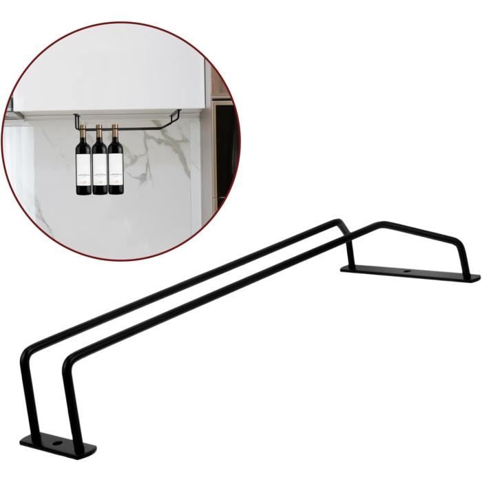 Lot De 2 Porte-verres à Vin Doré Sous Armoire – 27,5 Cm Et 35,5 Cm – Support Métal Pour Bar, Cuisine, Restaurant