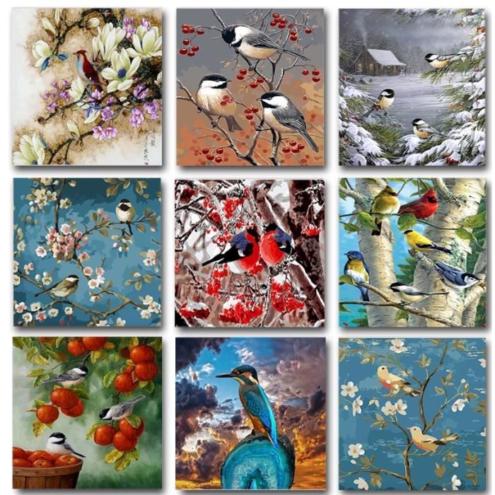 Lot de 4 peintures par numéros à partir de 6, 7, 8, 9 ans, peinture par