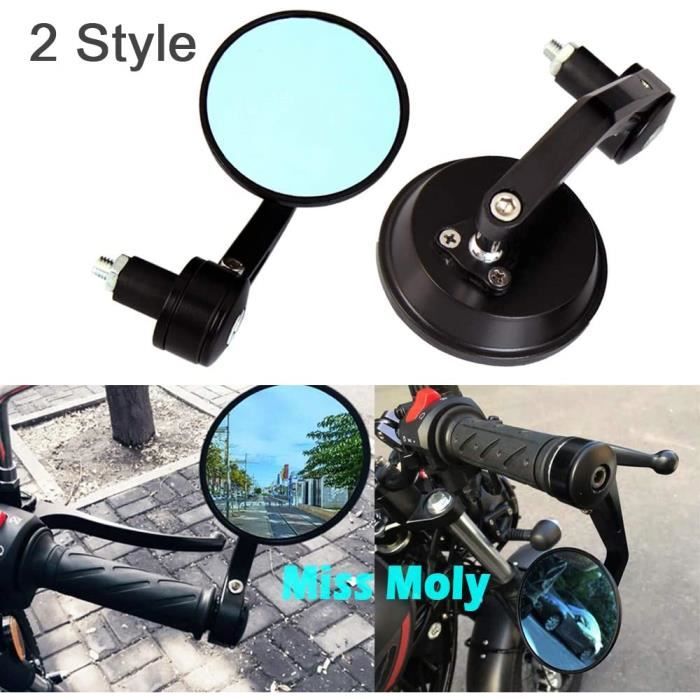 DREAMIZER Rétroviseurs Moto Ronds 7/8" - 80mm - Universels Pour Street, Sport, Cruiser - Rotation 360°