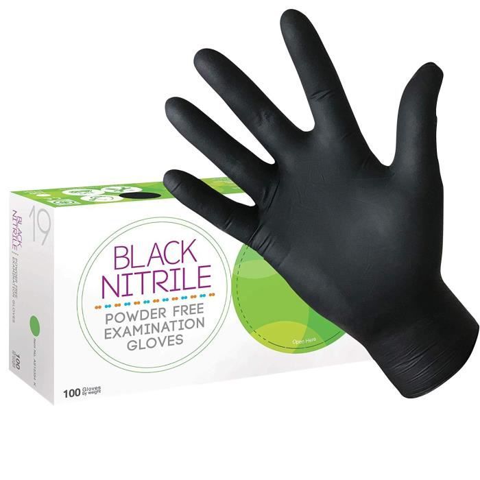 Gants Jetables En Nitrile Noir Taille S - Touche De Douceur 0644 - Sans Poudre, Ambidextres, Haute Résistance